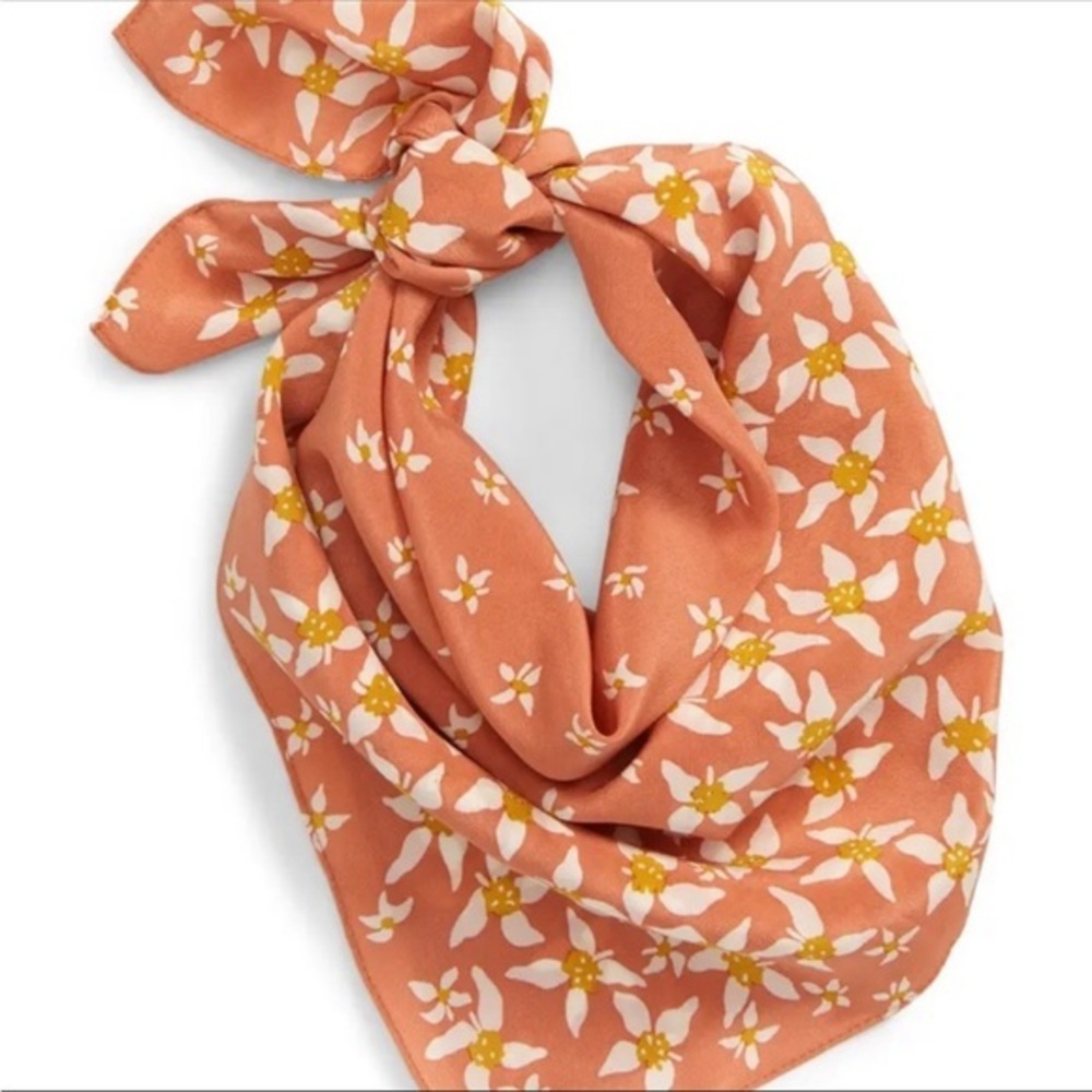 Madewell Silk Bandana Orange and Pink